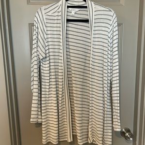 Super soft white and grey striped open cardigan